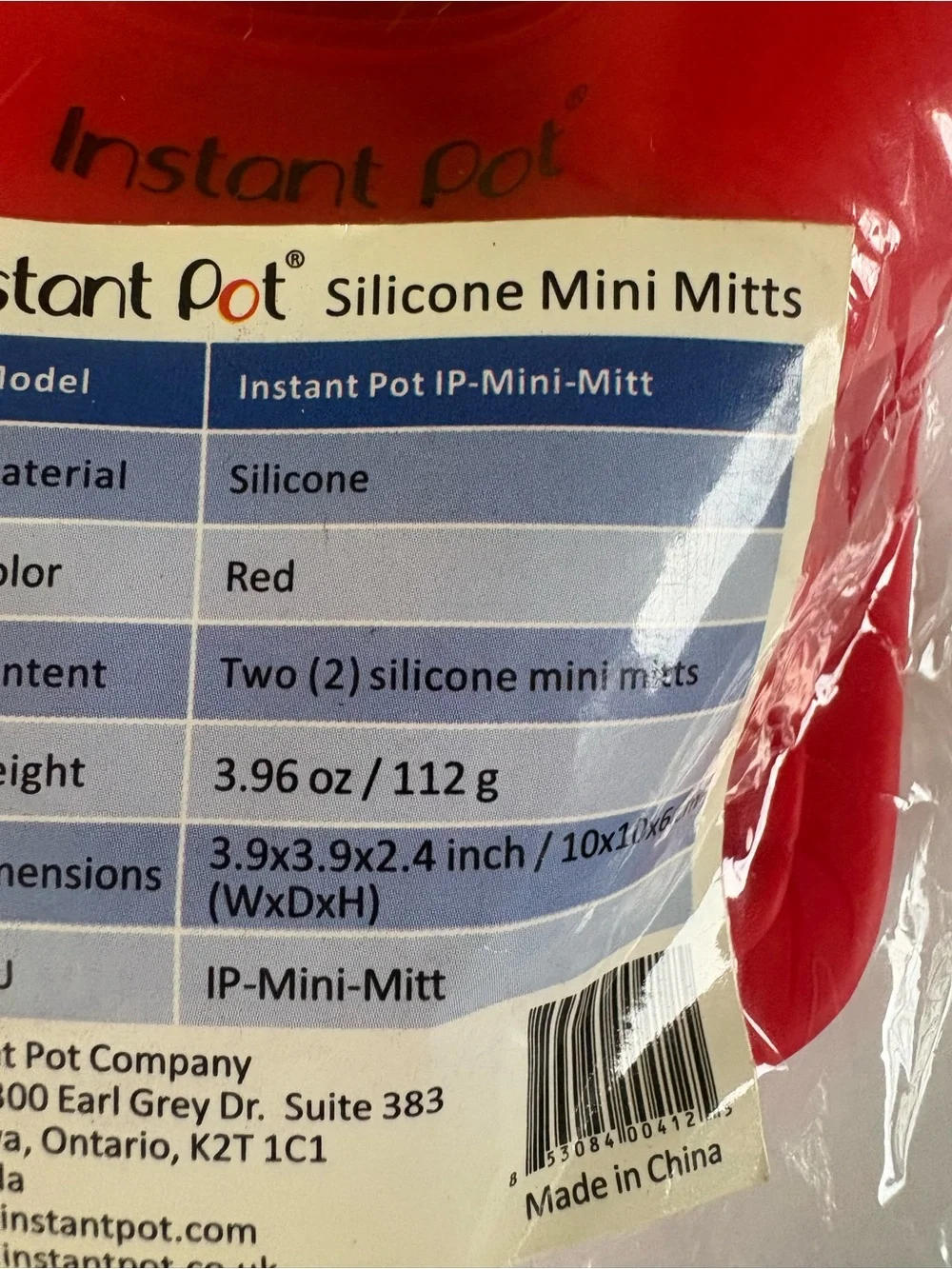 Instant Pot Red Silicone Mini Mitts - Heat Resistant Kitchen Grips